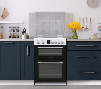 Montpellier MDOG60LW 60cm Gas Double Oven With lid White - LPG Jets Included Montpellier MDOG60LW 60cm Gas Double Oven With lid White - LPG Jets Included