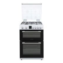 Montpellier MDOG60LW 60cm Gas Double Oven With lid White - LPG Jets Included
