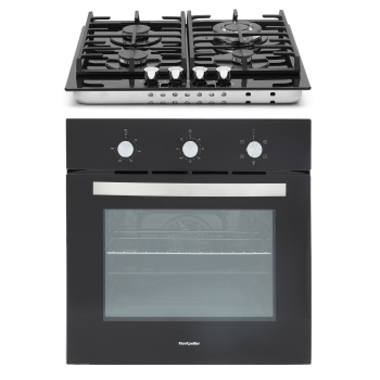 SFGP12 Black Gas on Glass Oven & Hob Pack - 56ltr in a Colour Box